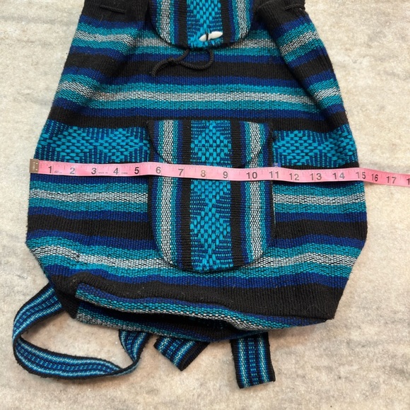 Striped Blue and Black Backpack - Picture 7 of 7